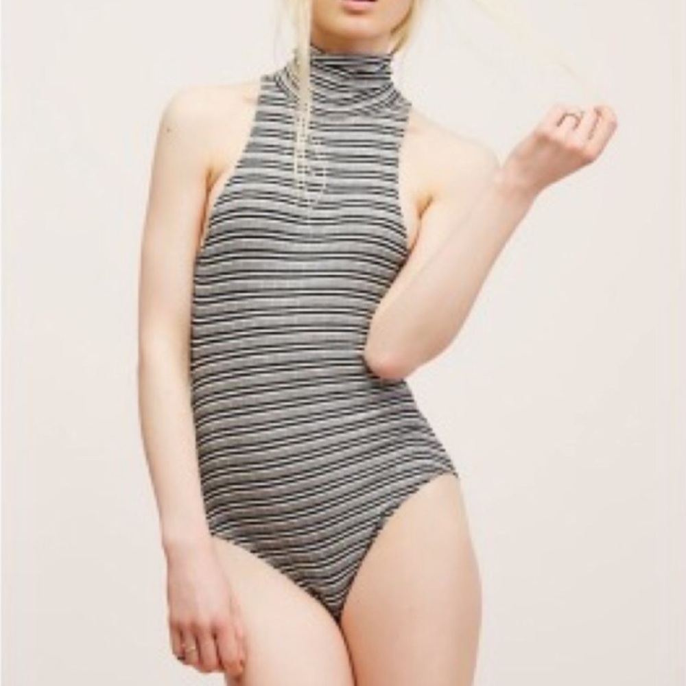 Free People Cotton Turtle Neck Backless Bodysuit